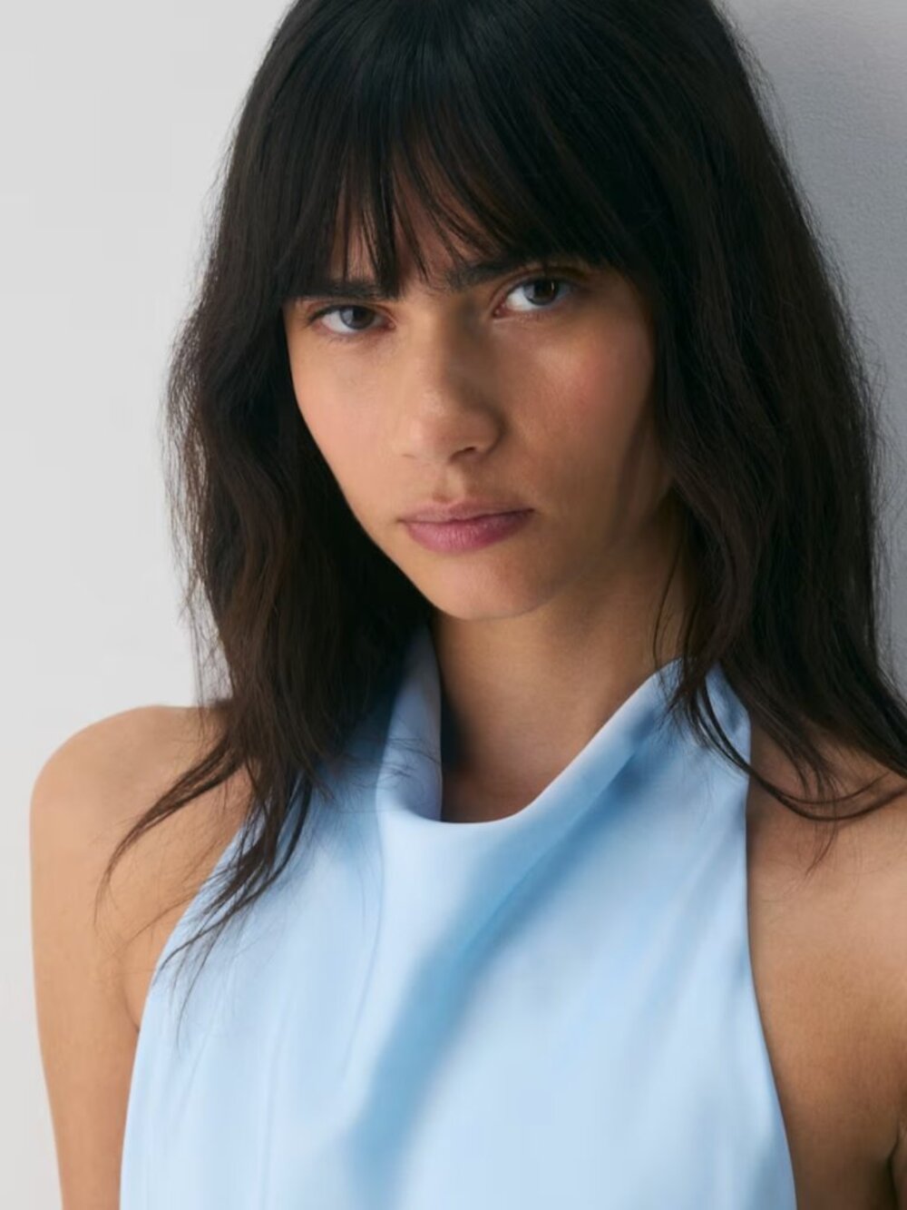 NWT Aritzia AUDIENCE Satin Mini Halter Dress Villa Blue - Picture 4 of 12